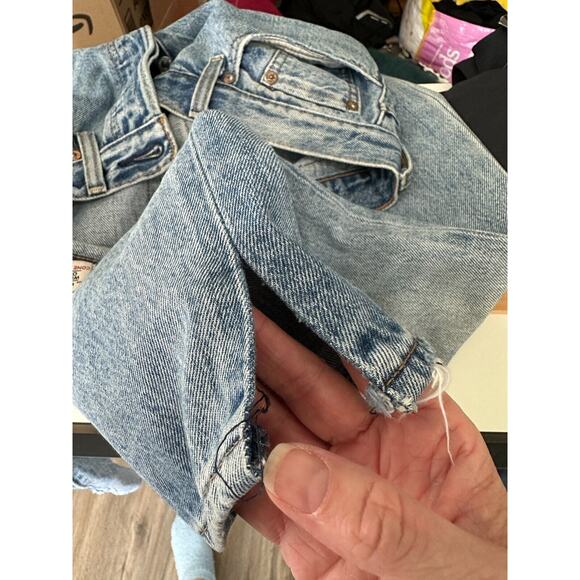 Levis White Oak Cone Denim Light Medium Wash Button Fly Distressed Slim Leg Jean - Picture 2 of 16